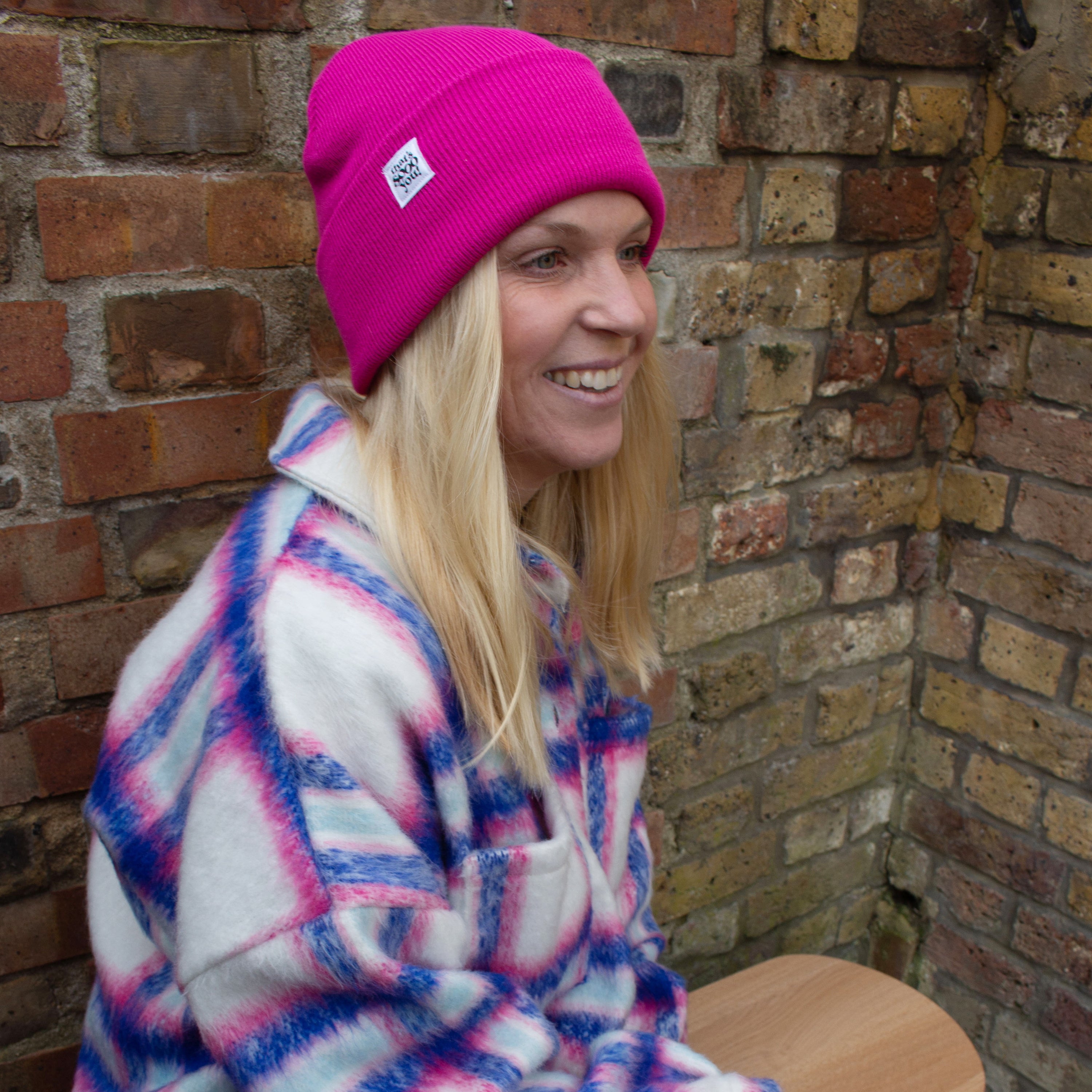 Fuchsia bright pink magenta super soft beanie hat, That's Sooo You TSY hand sewn fabric label, accessories, accessory, snuggle winter, unisex