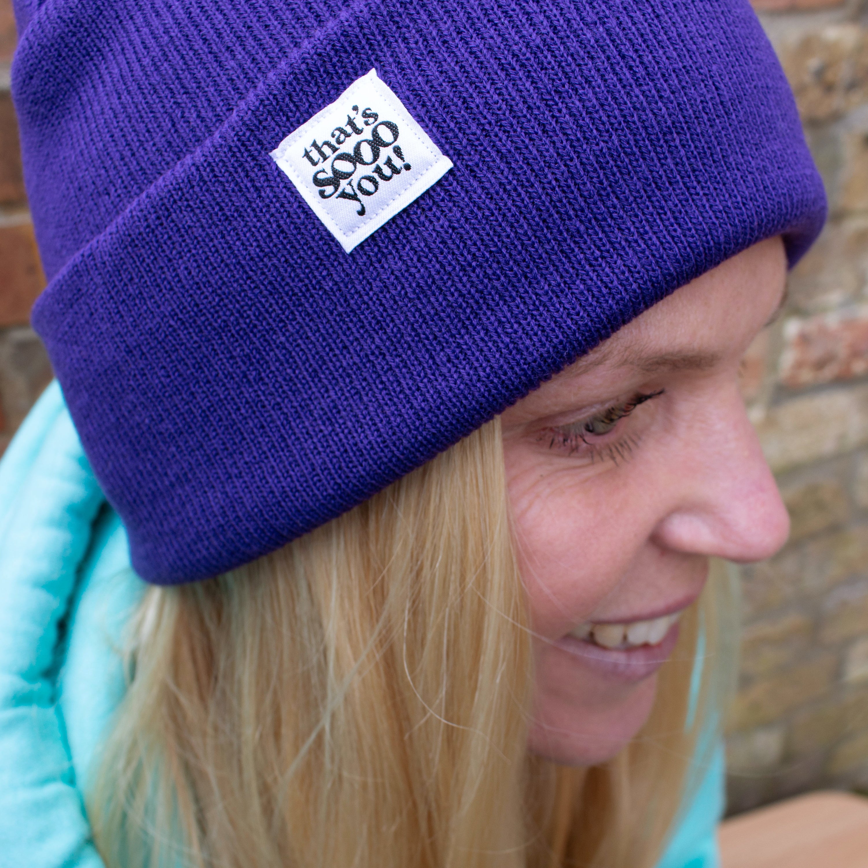 Bright dark purple super soft beanie hat, That's Sooo You TSY hand sewn fabric label, accessories, accessory, snuggle winter, unisex