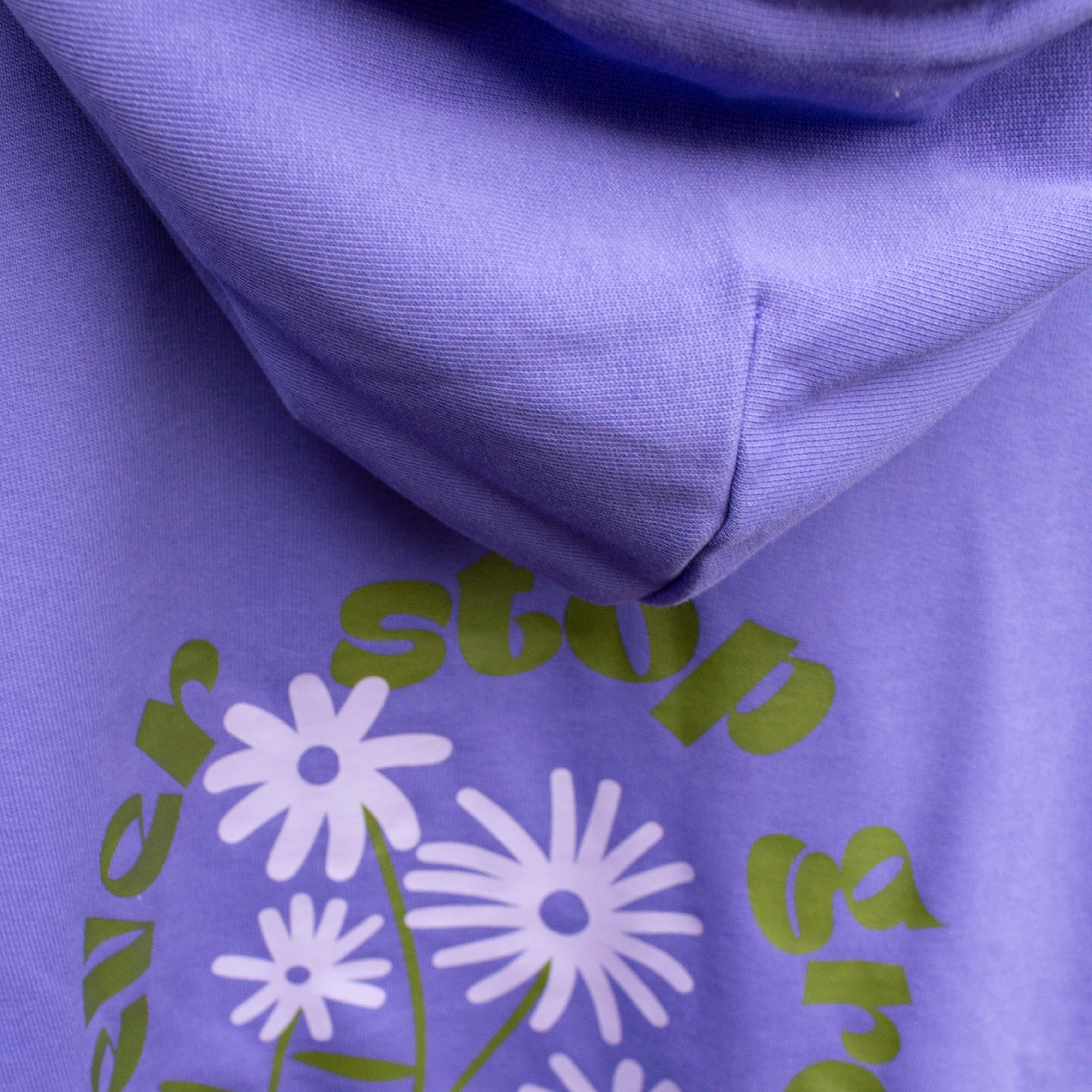 That's Sooo You purple hoodie, don't ever stop growing design, flowers, checkerboard, olive green, lilac, premium, luxury womens wear, dopamine dressing