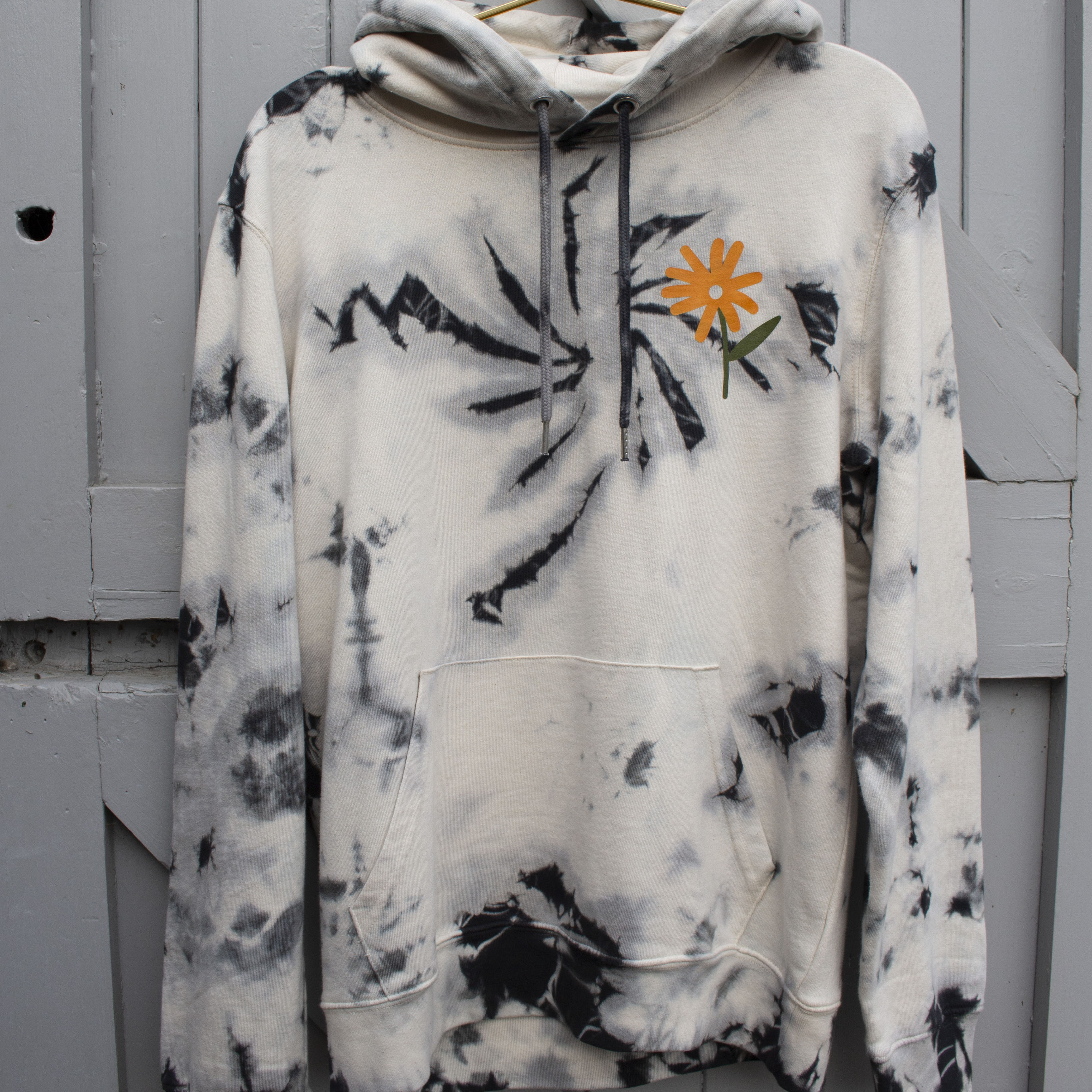 That's Sooo You tie dye hoodie, don't ever stop growing design, flowers, checkerboard, olive green, orange, premium, luxury womens wear, dopamine dressing